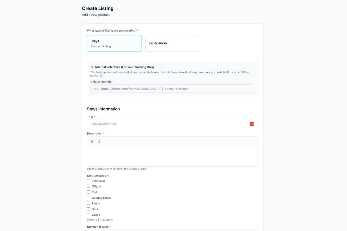 RareRoamer dual listing types - stays and experiences